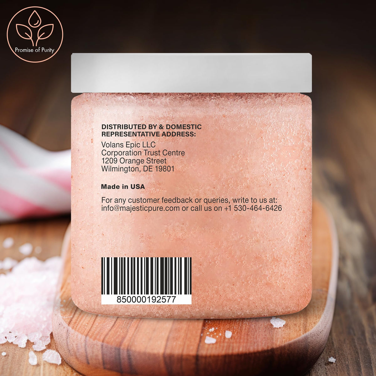 Majestic Pure Himalayan Salt Body Scrub with natural ingredients