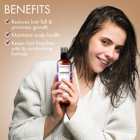Majestic Pure Lavender Hair Oil with lavender flowers
