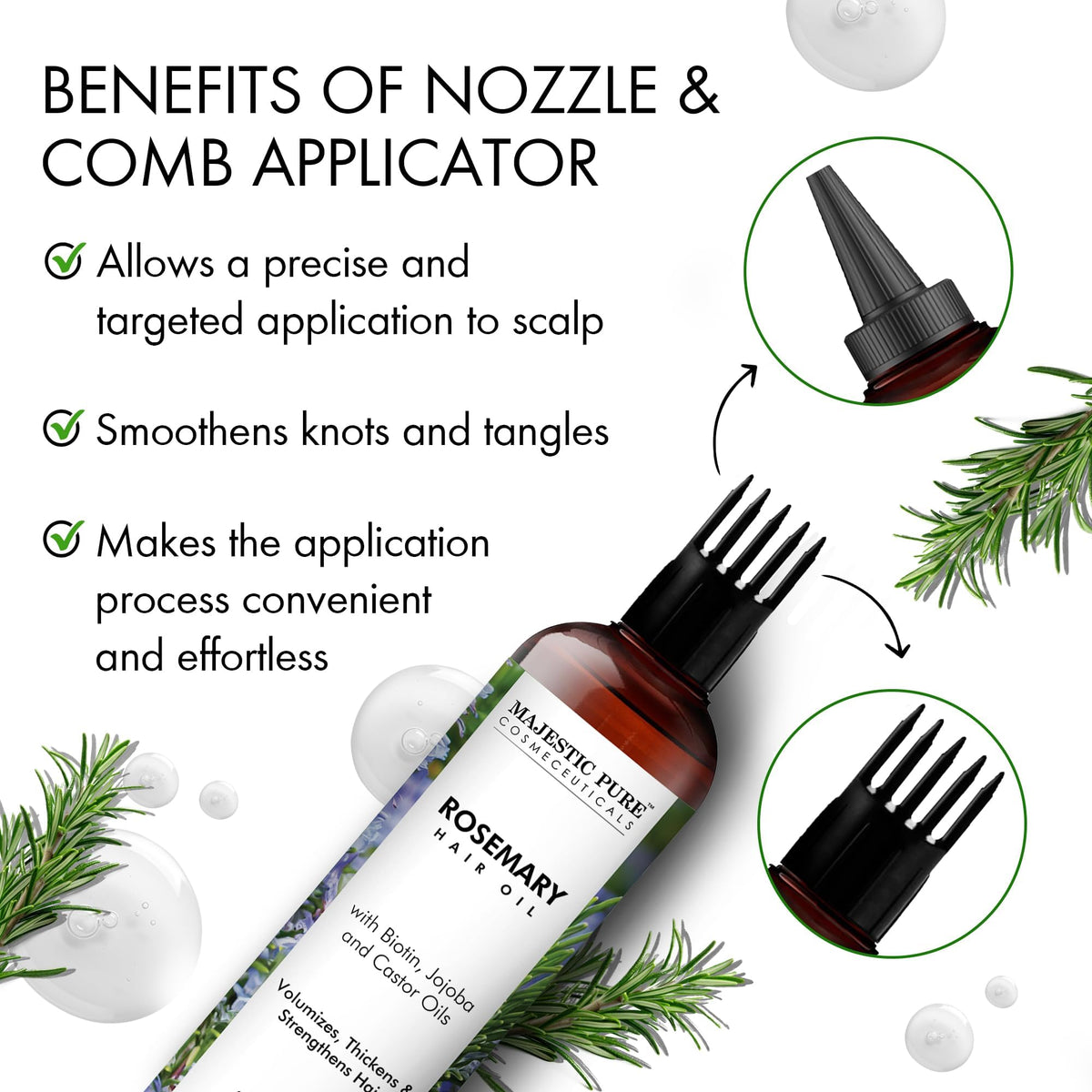 Majestic Pure Rosemary Oil application on hair
