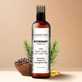Majestic Pure Rosemary Oil bottle with ingredients