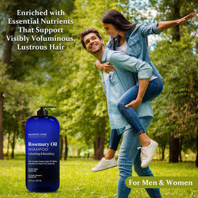 Majestic Pure Rosemary Oil Shampoo in bathroom setting