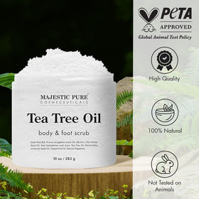Majestic Pure Tea Tree Foot & Body Scrub textured close-up