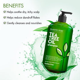 Majestic Pure Tea Tree Shampoo label close-up
