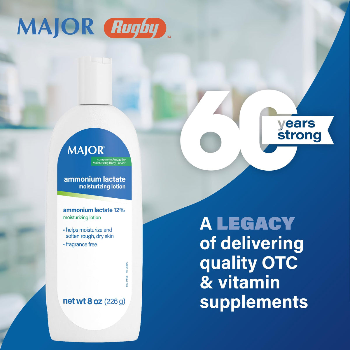 MAJOR Ammonium Lactate 12% Moisturizing Lotion 8 Oz back view