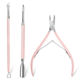 Makartt 3 Pcs Pink Cuticle Nipper Set front view