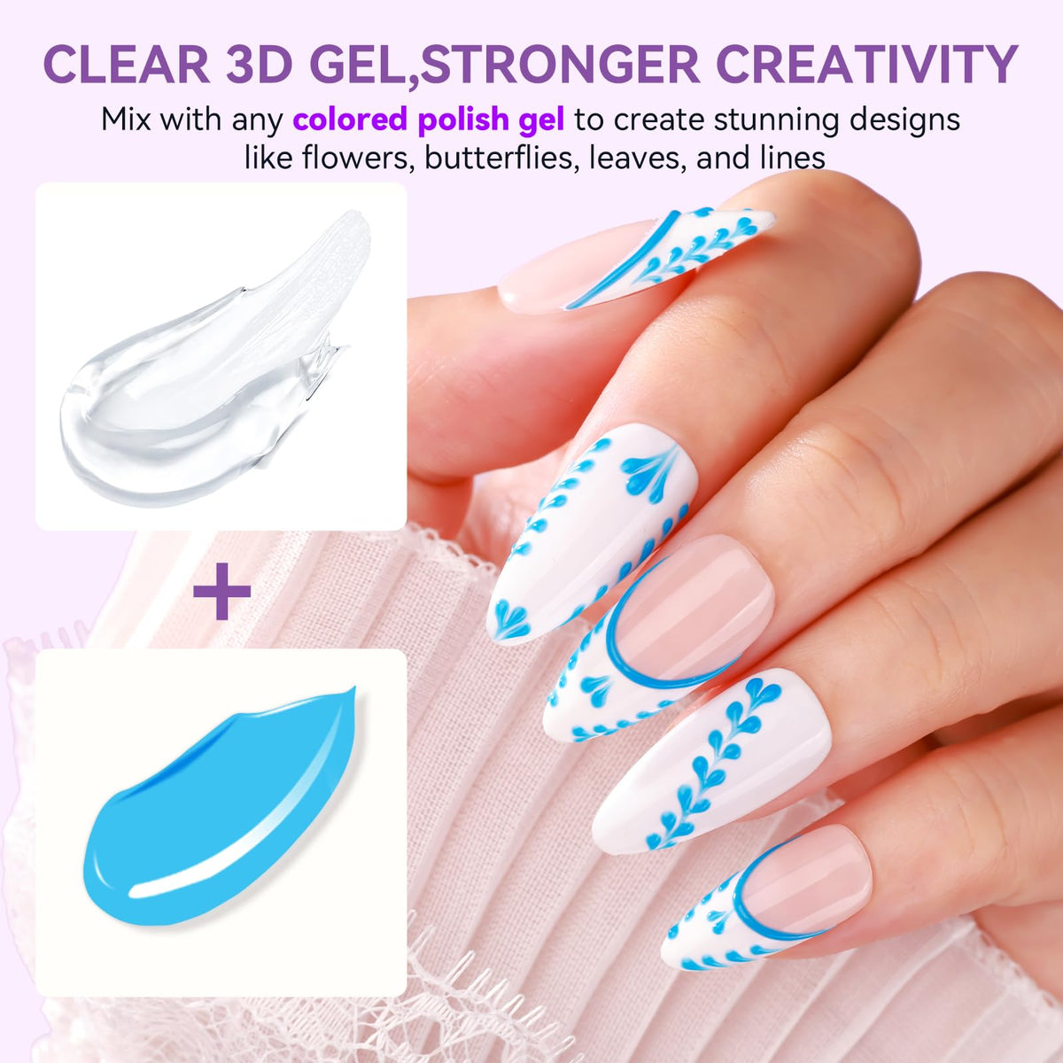 Makartt 3D Nail Art Gel applied on nails with chrome powder