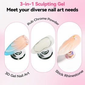 Makartt 3D Nail Gel 30g application on nails with 3D designs
