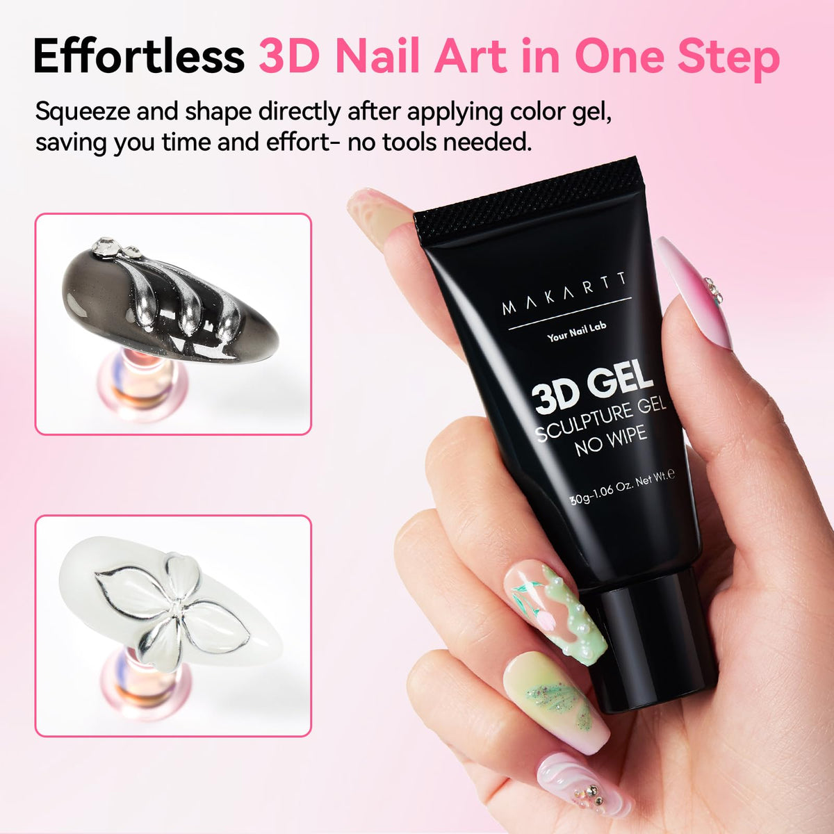 Makartt 3D Nail Gel 30g curing under UV lamp