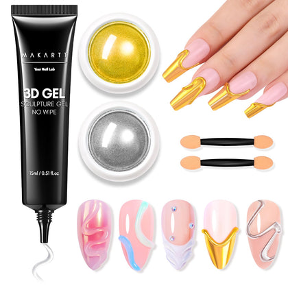 Makartt 3D Nail Gel and Chrome Nail Powder Kit packaging front view
