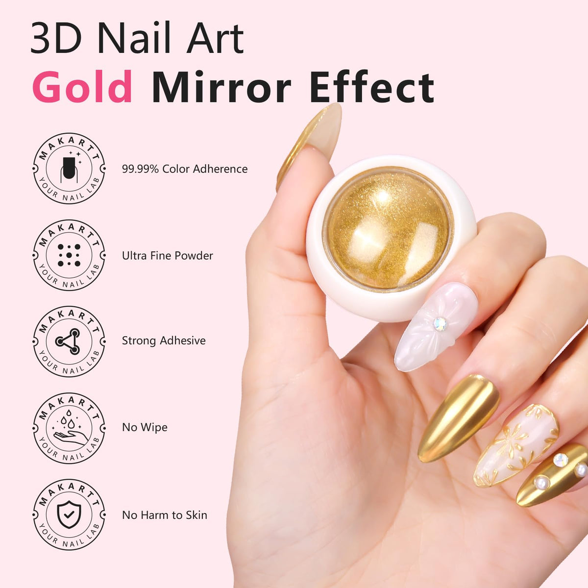 Makartt 3D Nail Gel details including tools and glitter