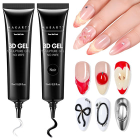 Makartt 3D Nail Gel Set includes clear and black gels in tubes