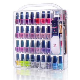 Makartt 60-Bottle Clear Gel Nail Polish Organizer Case front view