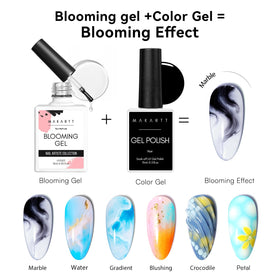 Makartt Blooming Gel application on nails with floral design