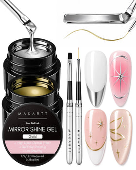 Makartt Chrome Nail Polish Set with gold and silver gels