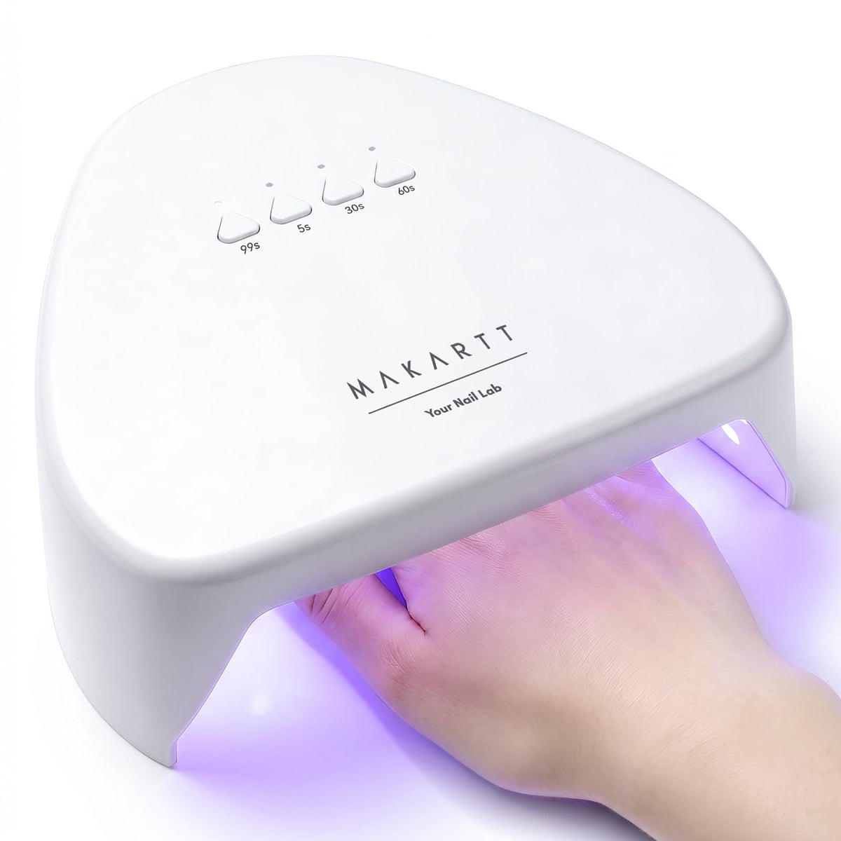 Makartt Compact Travel UV Light front view with power adapter