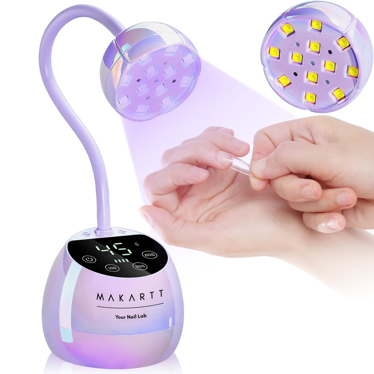 Makartt Cordless Gooseneck UV Nail Lamp front view