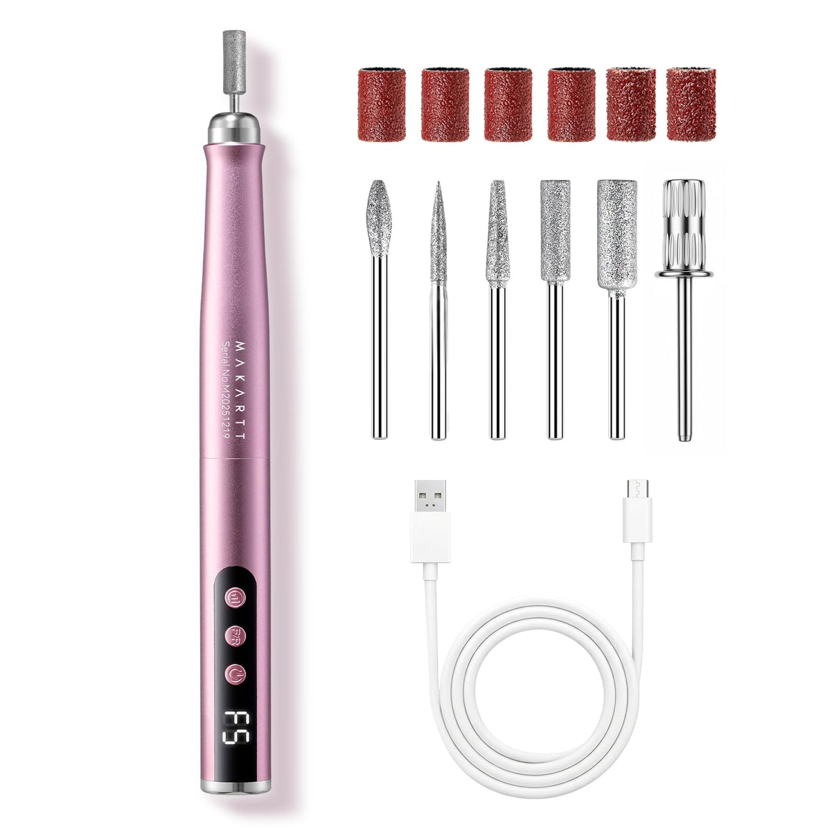 Makartt Cordless Nail Drill pink model front view