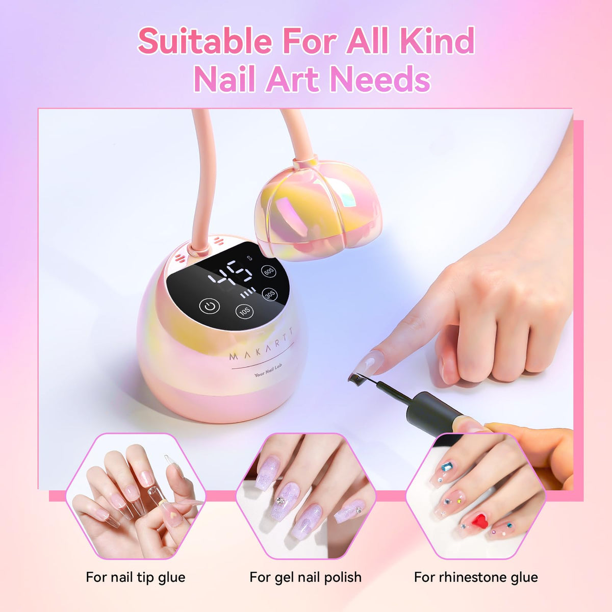 Makartt Cordless UV Nail Lamp in use for nail curing