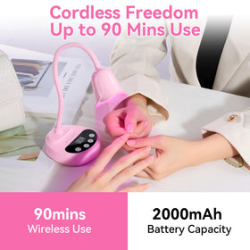 Makartt Cordless UV Nail Lamp with LCD screen displaying timer