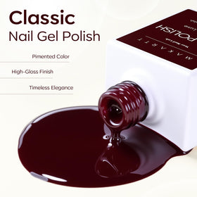 Makartt Dark Red Burgundy Gel Polish 15ml bottle with brush