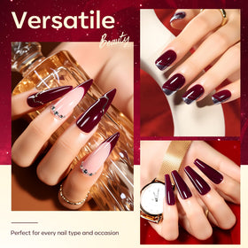 Makartt Dark Red Burgundy Gel Polish with UV lamp