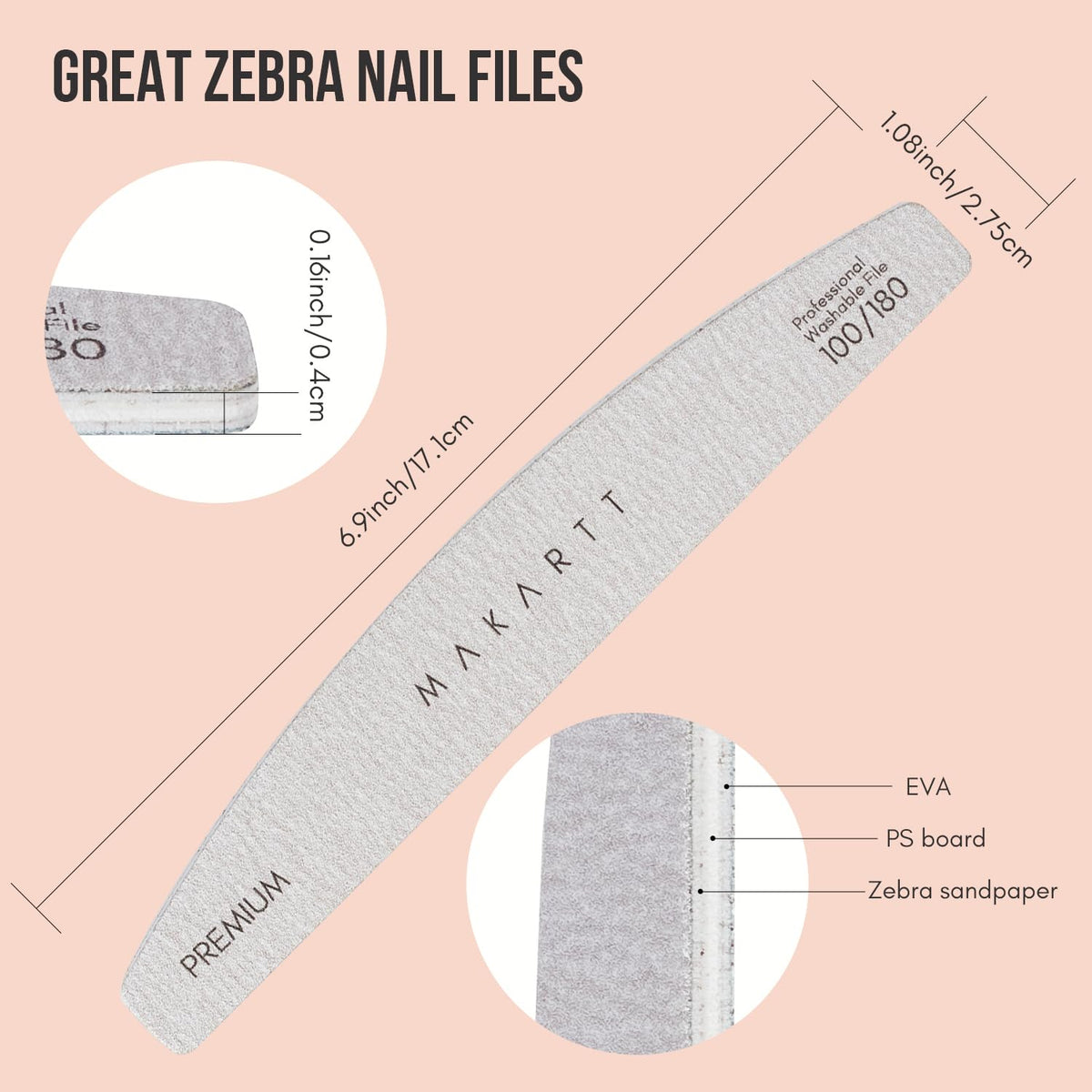 Makartt emery boards with zebra design