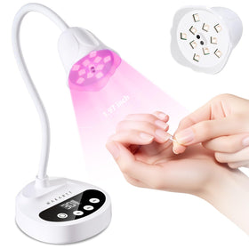 Makartt Flash UV LED Nail Lamp front view with adjustable gooseneck