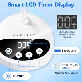 Makartt Flash UV LED Nail Lamp showing 360-degree gooseneck adjustment