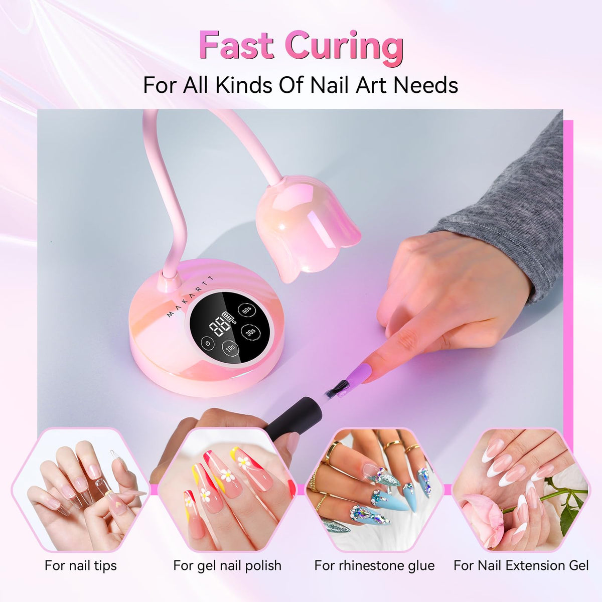Makartt Flash UV Nail Lamp side view showing USB charging port