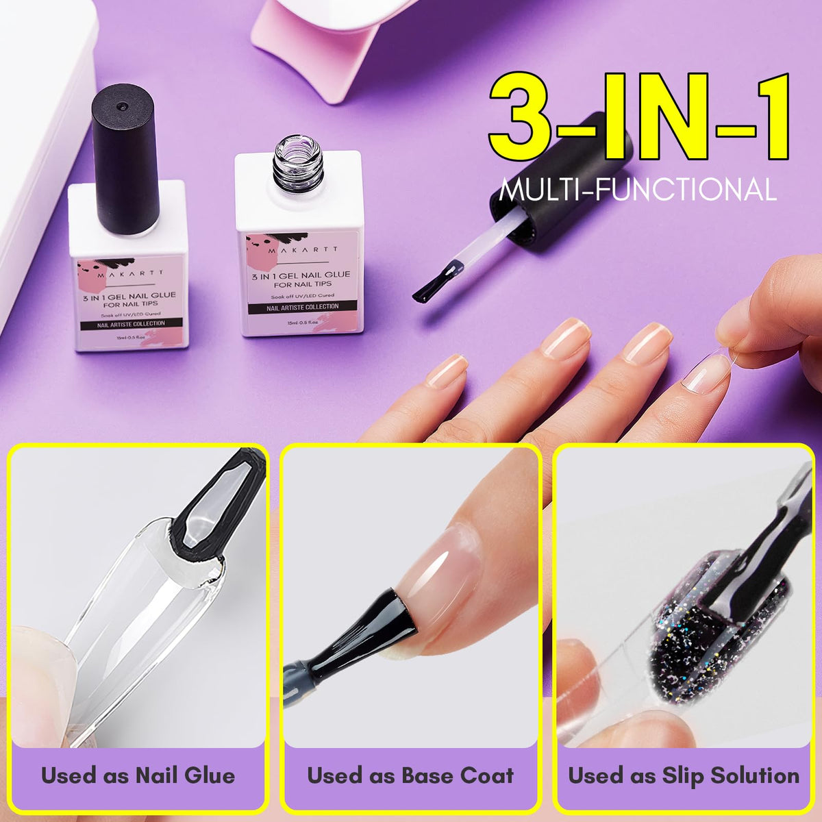 Makartt Gel Nail Glue with nail tips and lamp