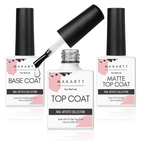 Makartt Gel Top and Base Coat Set with matte and glossy finish bottles
