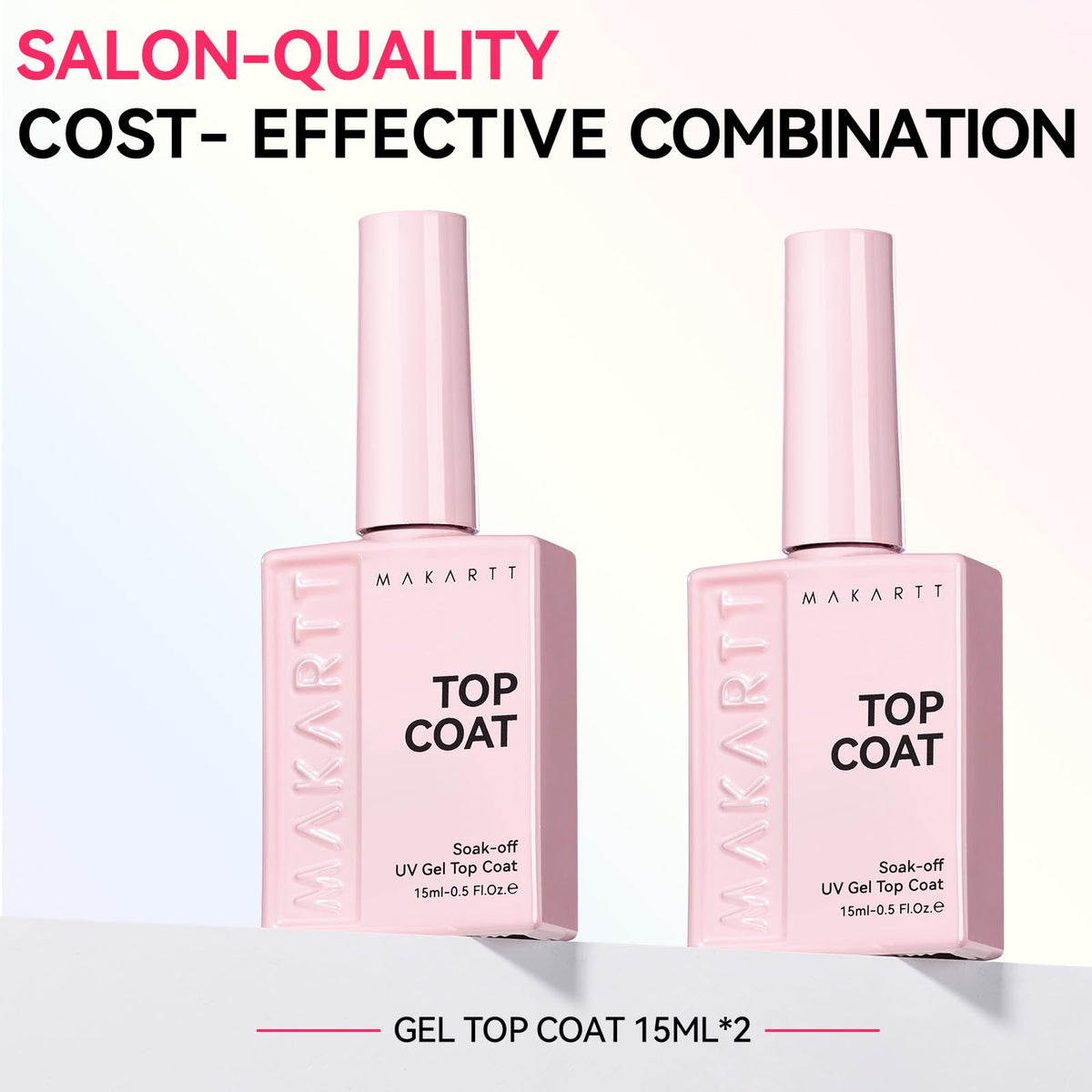 Makartt Gel Top Coat 15ml back view with ingredient details