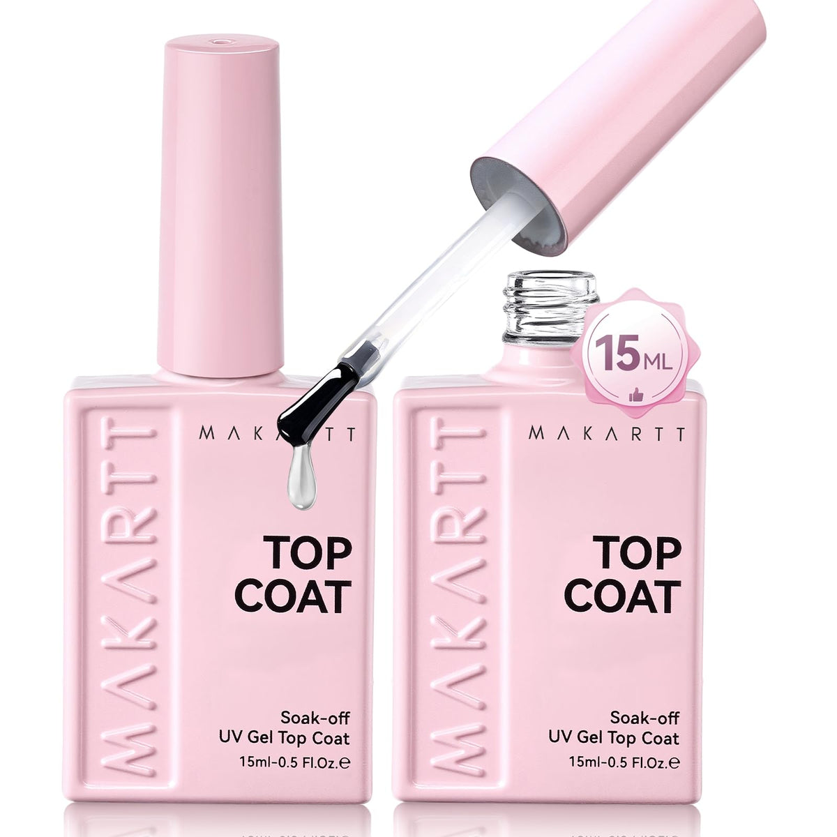 Makartt Gel Top Coat 15ml front view with diamond shine