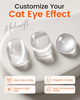 Makartt Glass Cat Eye Gel Nail Polish 15ml on nails with glass effect