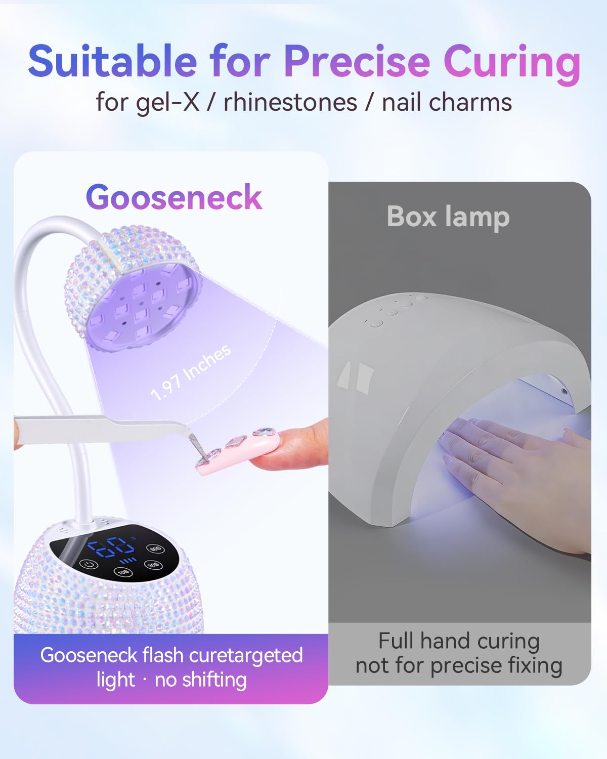Makartt Gooseneck Flash Lamp in use for detailed nail art
