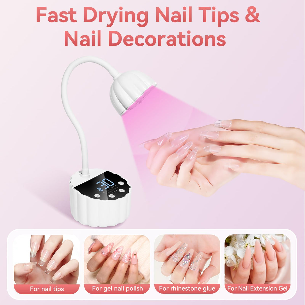 Makartt Gooseneck Nail Lamp side view with flower design