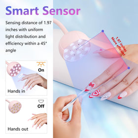 Makartt Gooseneck UV LED Nail Lamp displayed with nail art accessories