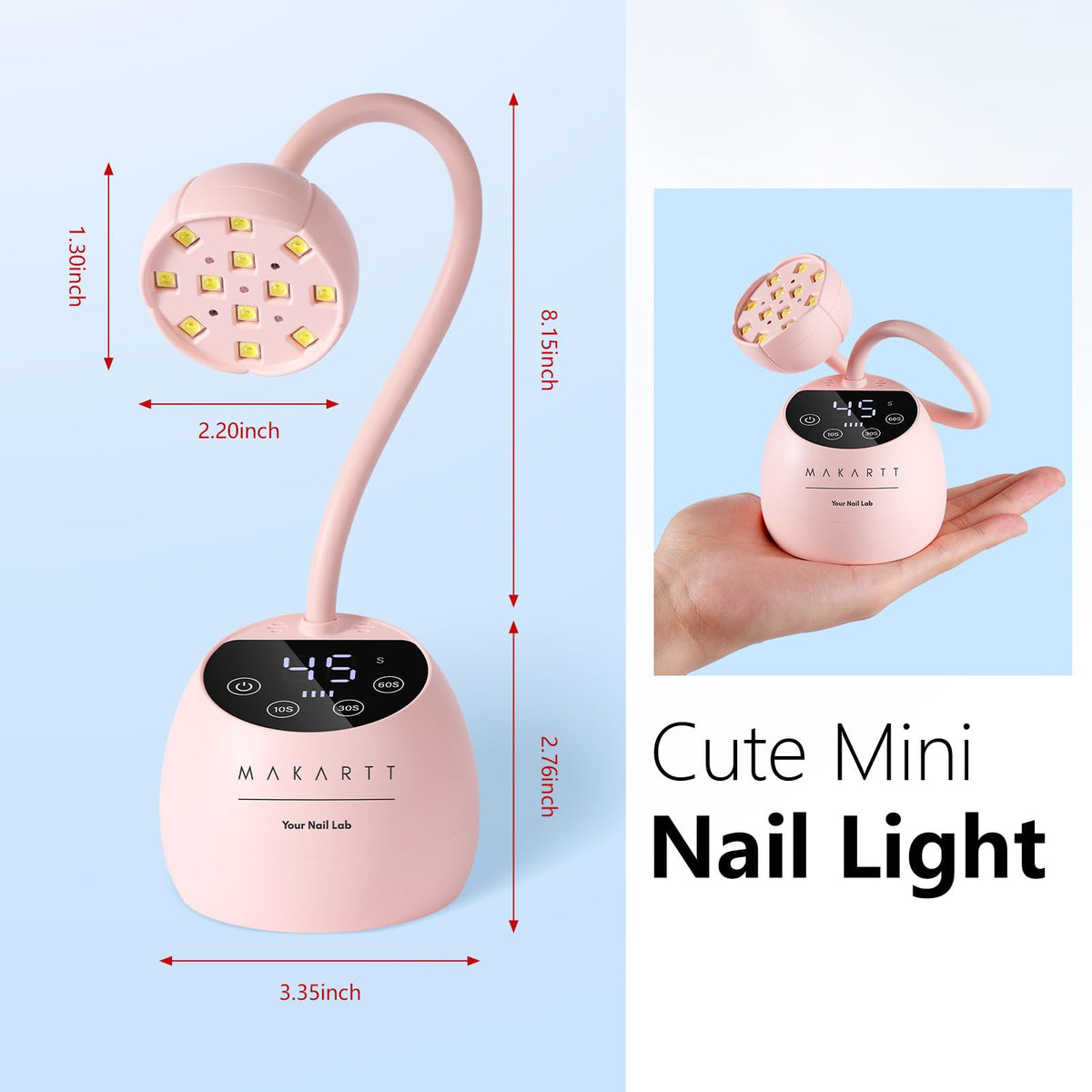 Makartt Gooseneck UV LED Nail Lamp in a stylish gift setting