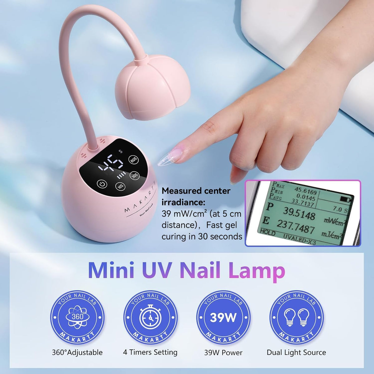 Makartt Gooseneck UV LED Nail Lamp with USB charging cable
