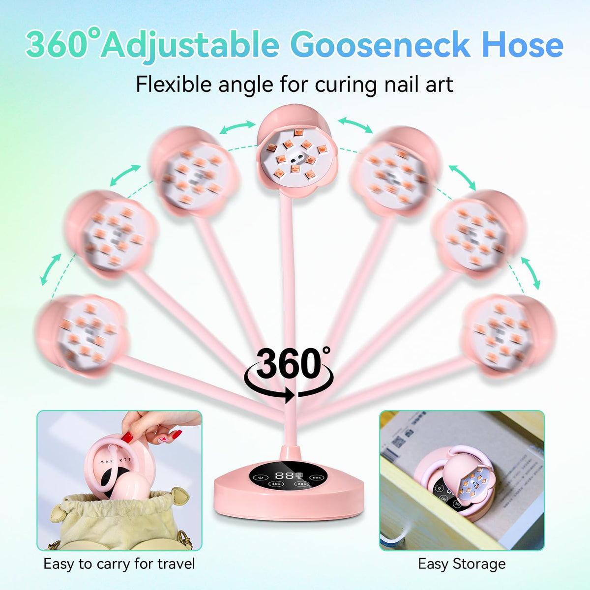 Makartt Gooseneck UV Nail Lamp compact design on a vanity