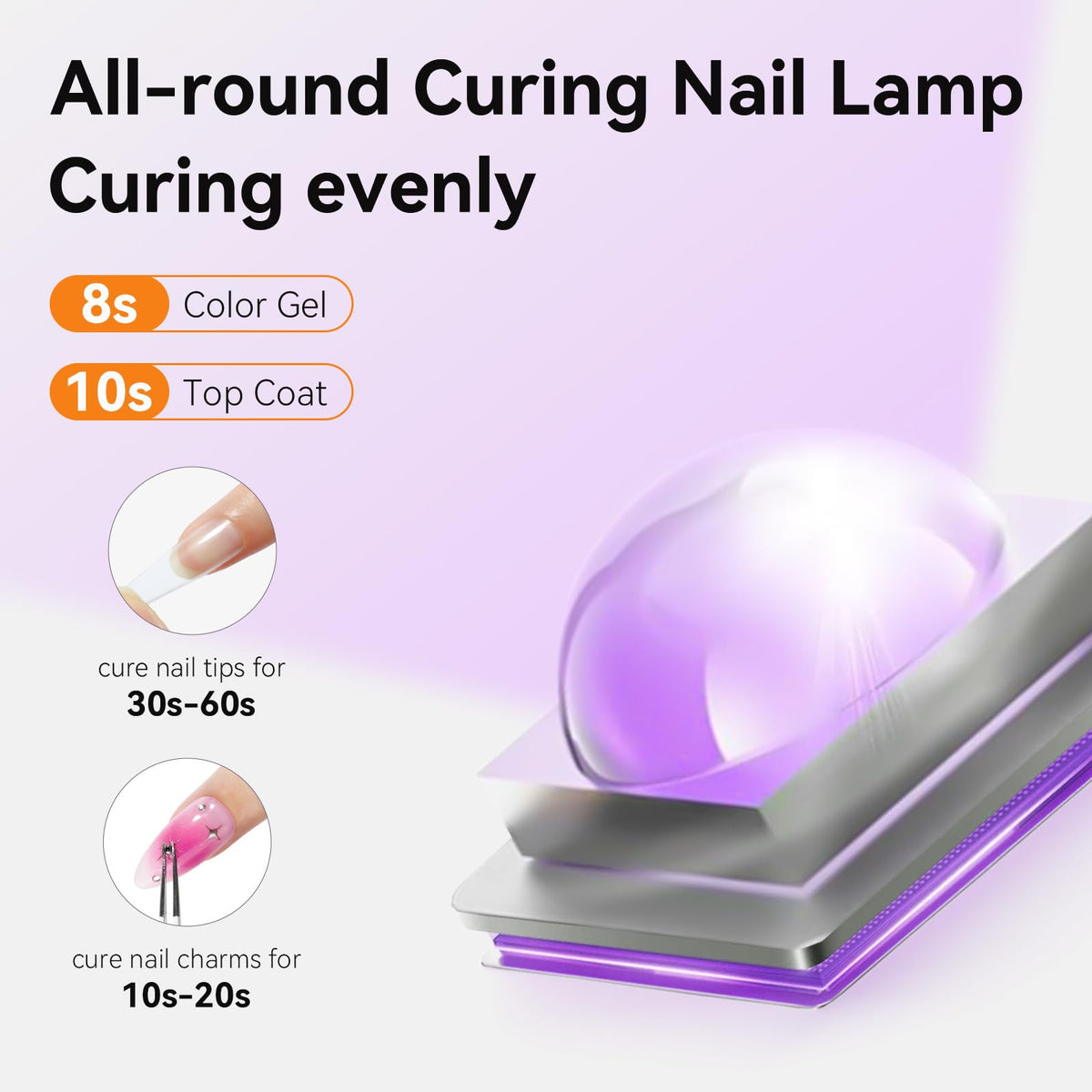 Makartt Handheld UV Nail Lamp showing 3 timer options