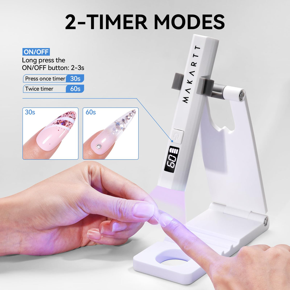 Makartt Handheld UV Nail Lamp with LCD timer display