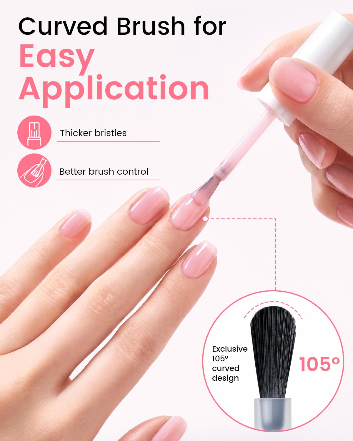 Makartt Jelly Sheer Pink Gel Nail Polish 15ml application on nails
