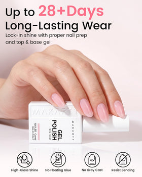 Makartt Jelly Sheer Pink Gel Nail Polish 15ml bottle with background