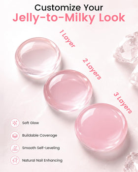 Makartt Jelly Sheer Pink Gel Nail Polish 15ml swatch on nail
