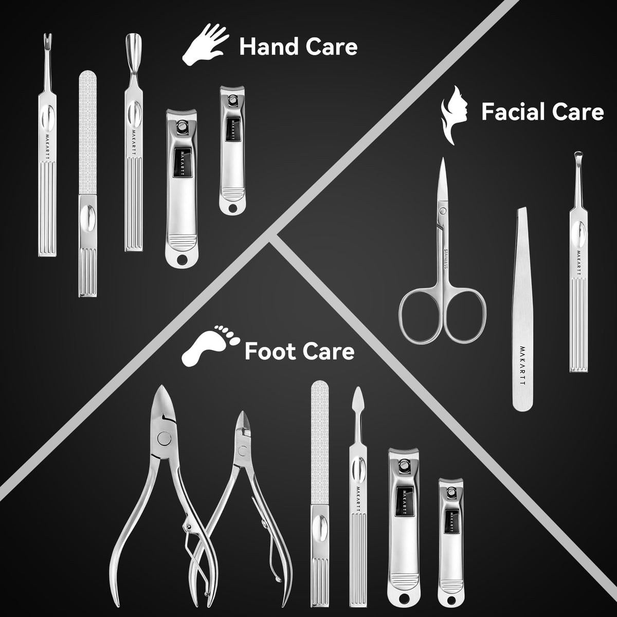 Makartt manicure tools including fingernail cutter and cuticle trimmer