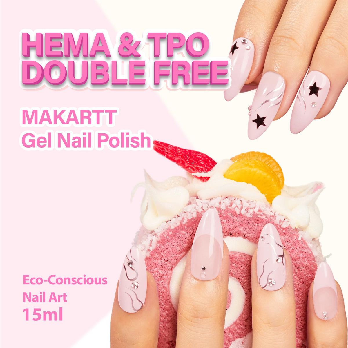 Makartt Milky Pink Gel Nail Polish 15ML swatch on nails