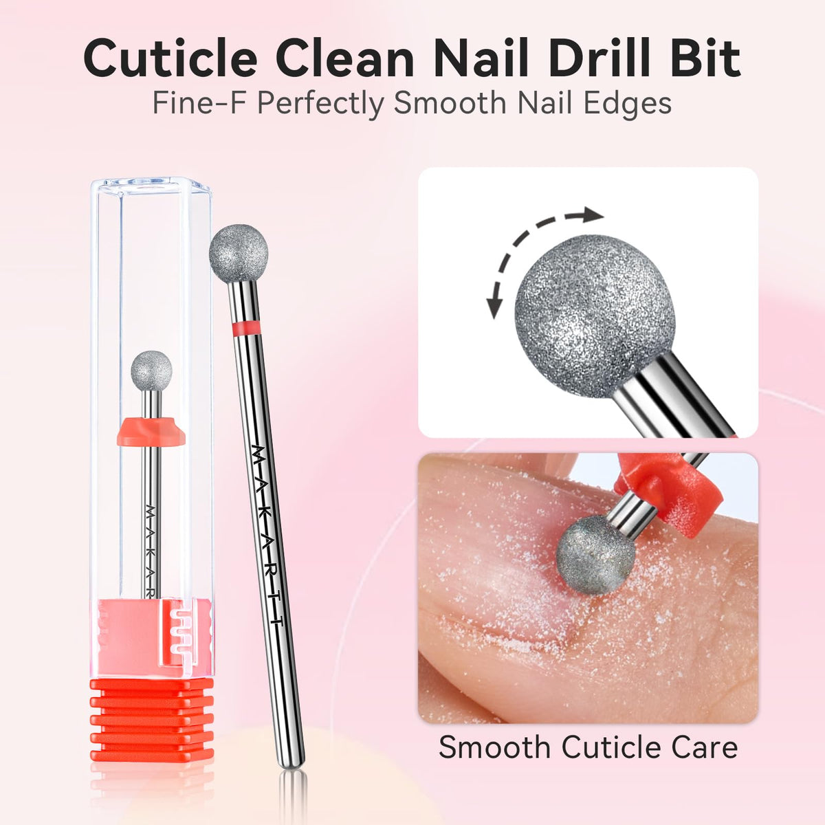 Makartt Nail Drill Bit 3/32 inch fine - F in gift packaging