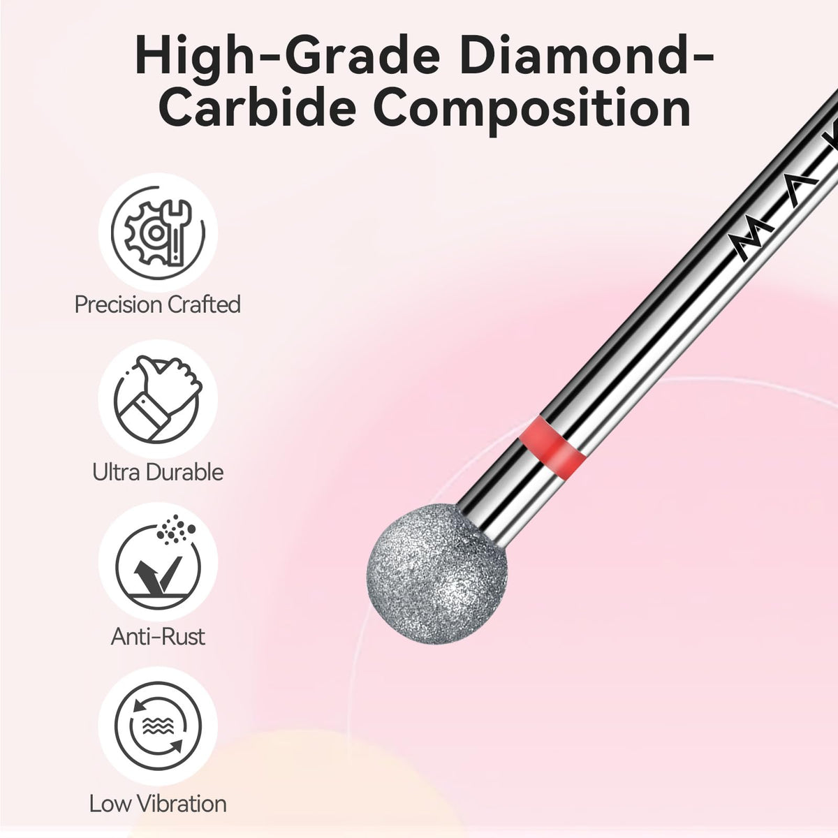 Makartt Nail Drill Bit 3/32 inch fine - F side view