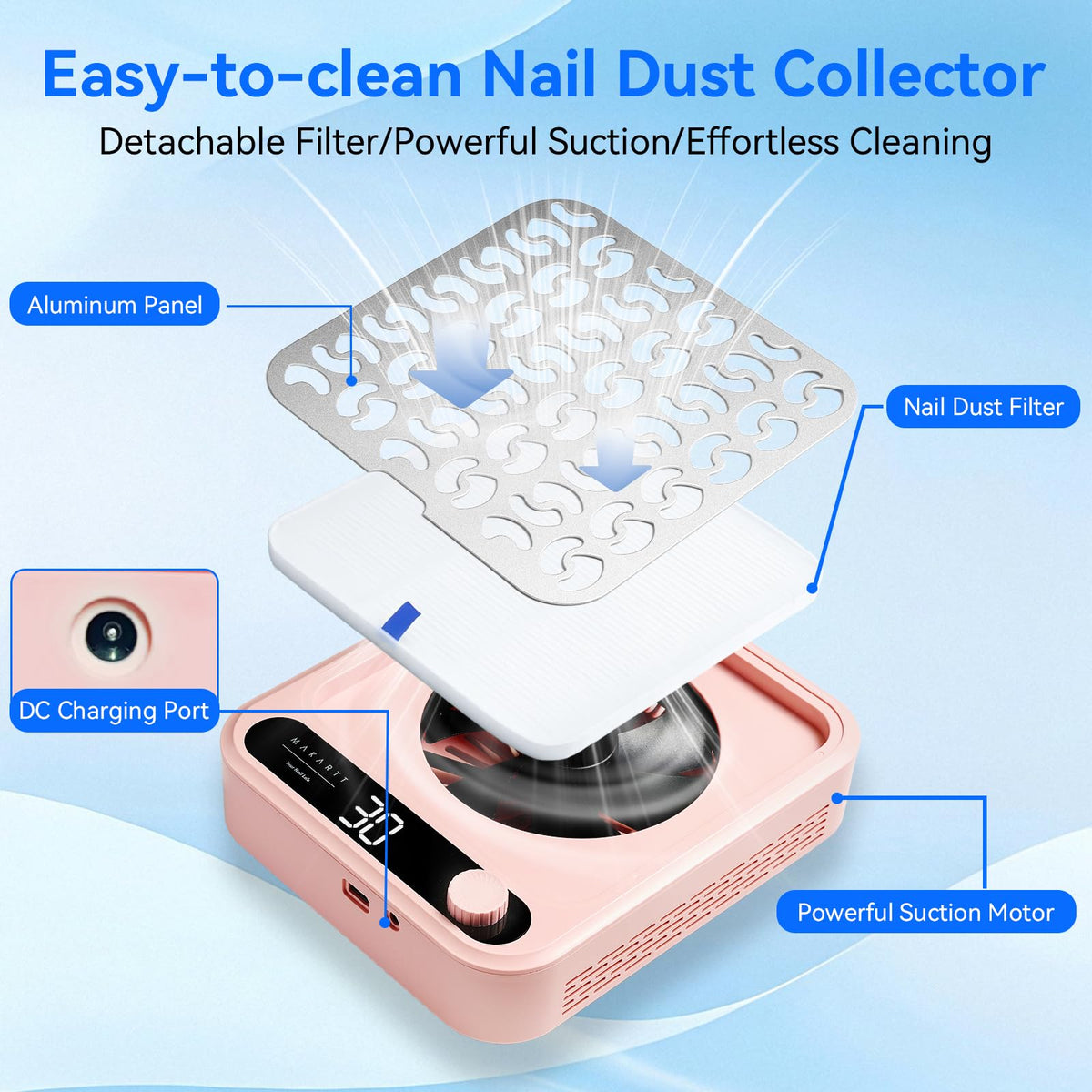 Makartt Nail Dust Collector in a salon setting